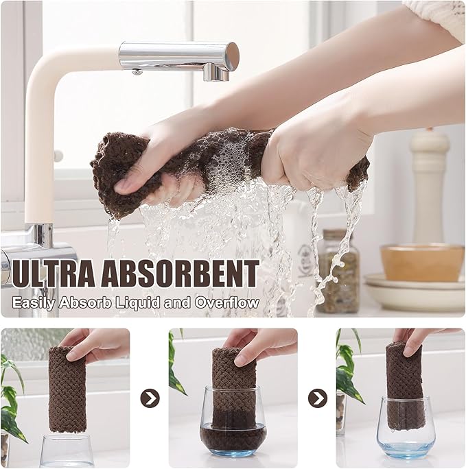 Homaxy 12 Pack Kitchen Dish Cloths, Ultra Soft and Absorbent Dish Towels - Image 3
