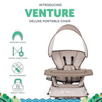 Baby Delight Go with Me Venture Portable Chair | Indoor and Outdoor | Sun Canopy | 3 Child Growth Stages | Sandstone - Image 2