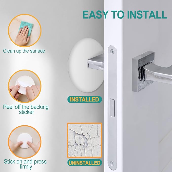 10-Pack Door Stoppers Wall Protector, Large White Silicone Door Bumpers - Image 3
