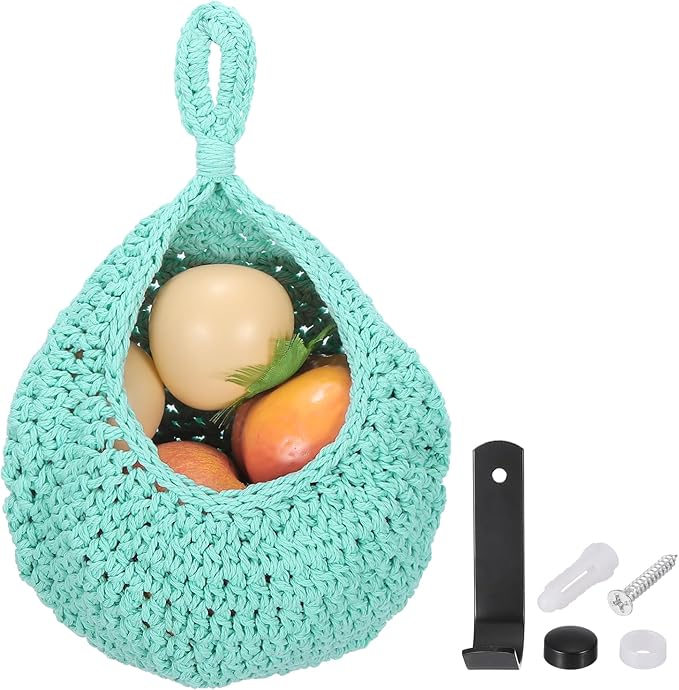 uxcell Hanging Fruit Baskets for Kitchen, Hand-Woven Wall Hanging Storage Jute by uxcell