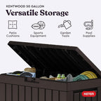 Keter Kentwood 50 Gallon Resin Deck Box for Outdoor Storage – Weather‑Resistant Balcony & Patio Box for Cushions, Throw Pillows & Garden Tools, Brown - Image 4