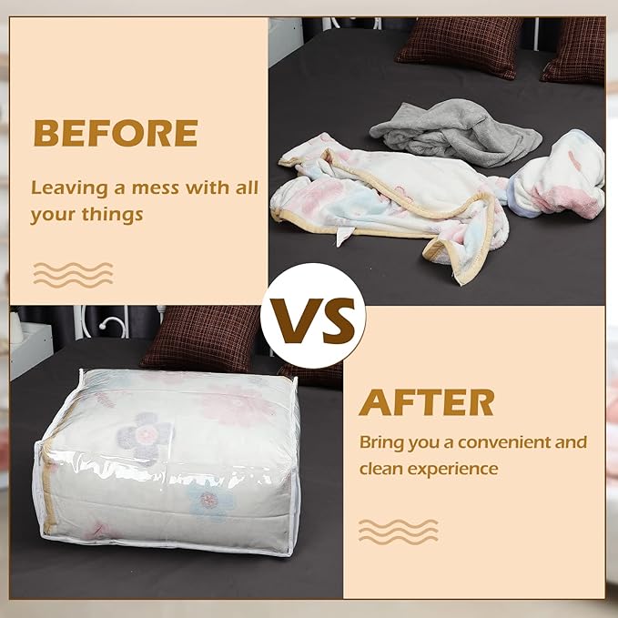 6 Packs Clear Zippered Storage Bags Sweater Moth Bags Plastic Storage - Image 5