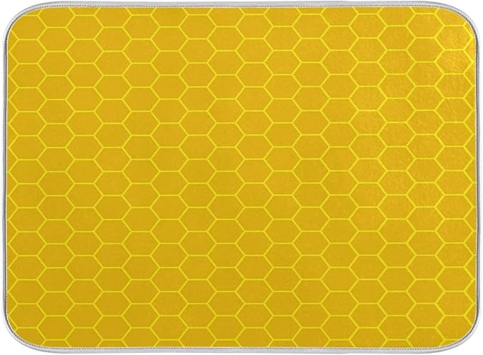 ALAZA Yellow Honeycomb Hexagon Dish Drying Mat by ALAZA