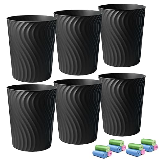 YGJT Small Trash Can, 6 Pack 1.8 Gallons Bathroom Trash Can, Slim Waste Basket by YGJT