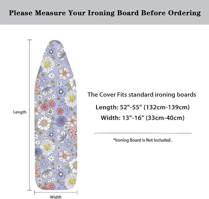 Daisy Print Ironing Board Cover Pretective Covers 15x54 Inch Standard Ironing - Image 6