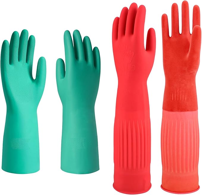 North Tower Long Dishwashing Gloves Length Rubber Reusable Resistant Platos by GOLVESHELPYOUIMPROVELIFE