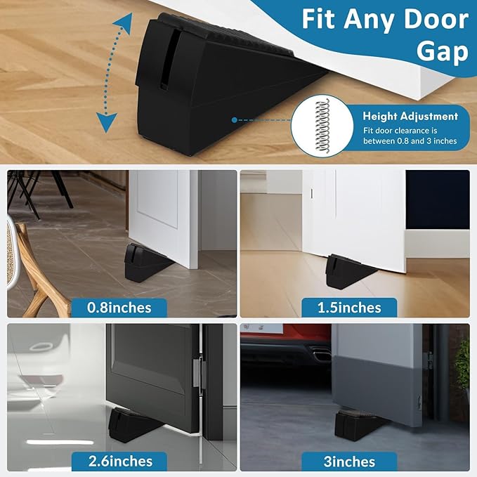 Heavy Duty Door Stopper, Adjustable Spring Large Stopper, 3 Inches High Tall - Image 7