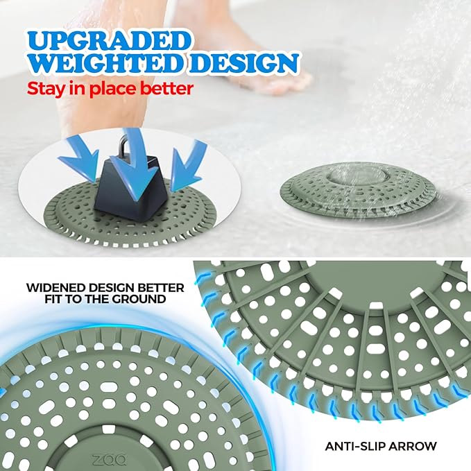 zaa Shower Drain Hair Catcher, 2 Pack Premium Silicone Drain Protector & Shower - Image 3