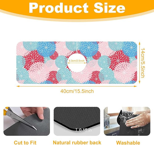 2 Pack Abstract Flowers Sink Splash Guard Faucet Mat Vintage Floral Super - Image 2