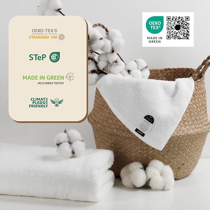 SEMAXE White Bath Towel for Bathroom, 100% Cotton Towel - Image 7