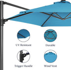 Best Choice Products 10ft Offset Cantilever Hanging Market Patio Umbrella, Smooth 360° Rotation, 8 Sturdy Ribs, Easy Adjustment - Sky Blue - Image 7