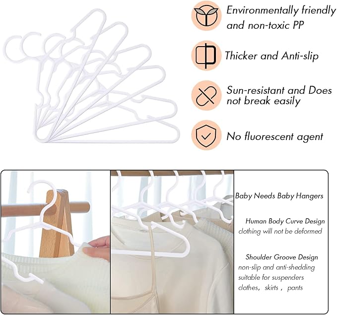 80 Pack White Kids Hangers 11.6 Inch - Image 3