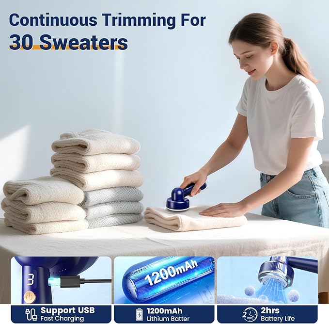 DBC Rechargeable Fabric Shaver and Lint Remover, 2.7' Sweater Shaver - Image 5