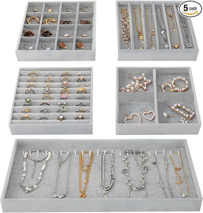 Fixwal Jewelry Organizers and Storage, 14in Stackable Jewelry Drawer Organizer by Fixwal