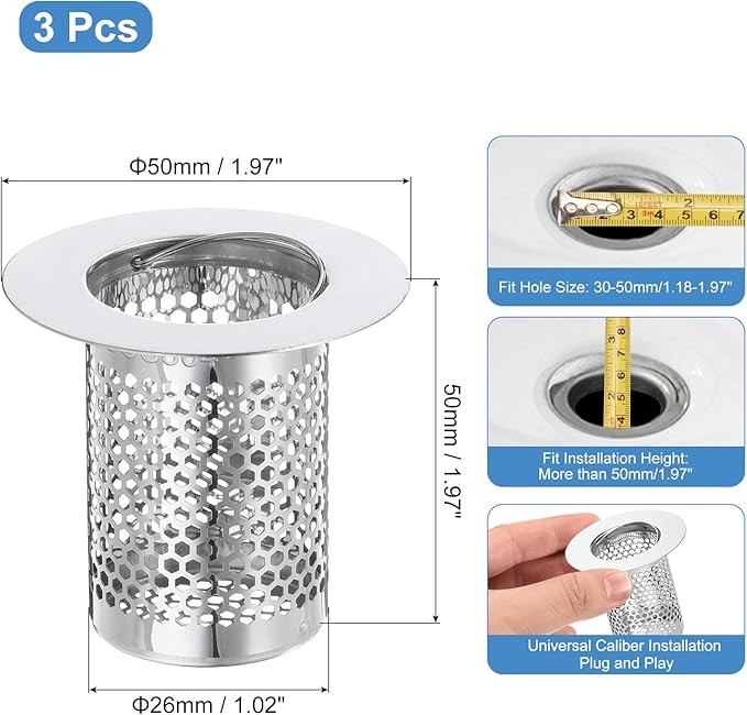 uxcell 4 Pack Shower Drain Strainer, Fit Hole Size from 1.1" to 2" - Image 2