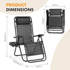 NEWBULIG Zero Gravity Chair Set of 4, Lounge Chair Folding Portable Adjustable Camping Reclining Chairs with Adjustable Pollow, Mesh Back, Cup Holder Trays Lawn Patio Chair for Pool Beach - Black - Image 7