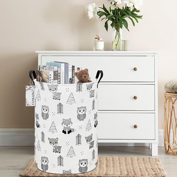 FANKANG Storage Basket, Nursery Hamper Canvas Laundry Basket Foldable - Image 5