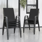 Patio Chairs Set of 8, Stackable Outdoor Dining Chairs for All Weather Textilene Fabric & Metal Frame, Outdoor Chairs Set for Backyard Deck Garden by Vimstora