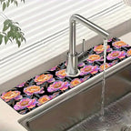 Colorful Peonies Sink Faucet Absorbing Mat Blooming Peonies Super Absorbent by Unknown