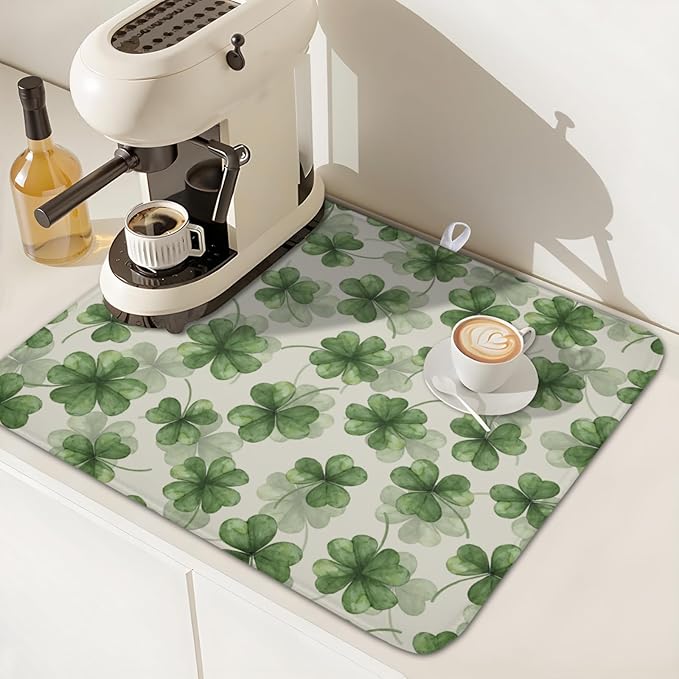 St Patrick's Day Green Clover Dish Drying Mat - Image 6