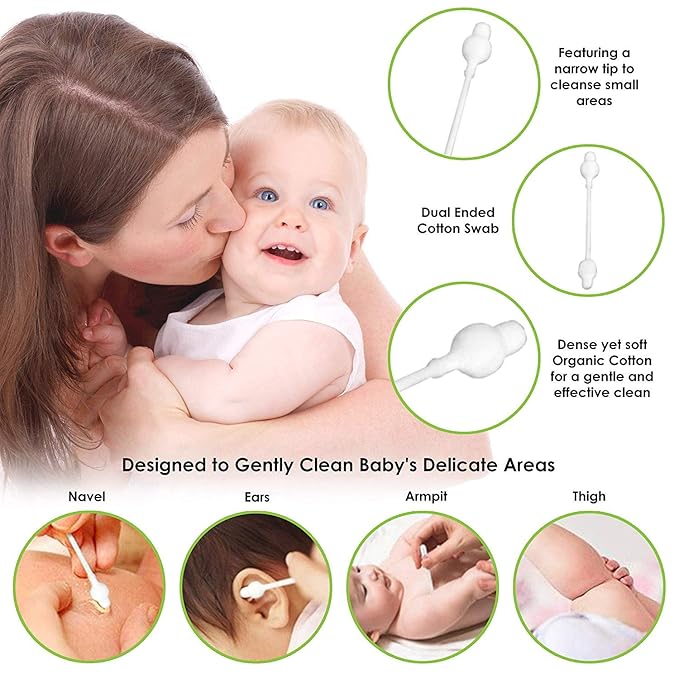 Baby Cotton Swabs, Organic Chlorine-Free Safety Swabs - Image 2