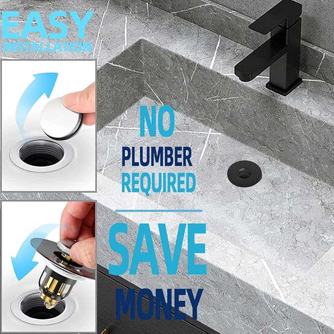 Universal Bathroom Sink Stopper, Pop Up Sink Stopper - Image 3