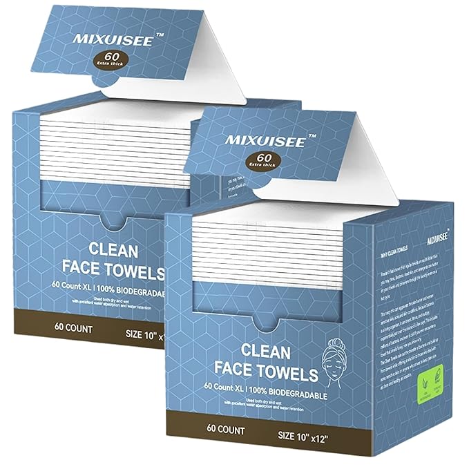 Disposable face towel, MIXUISEE thick and soft face towels, 100% cotton face by MIXUISEESkincareFlagshipSto