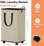 Laundry Basket with Wheels, Collapsible Laundry Baskets, Laundry Hamper with - Image 4