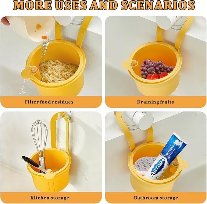 Sink Strainer Basket with One-Touch Drain Mesh, Snap-On Strap & Detachable - Image 6