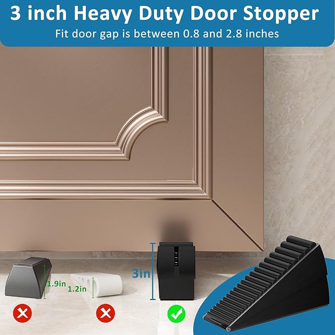 Heavy Duty Door Stopper, Adjustable Spring Large Stopper, 3 Inches High Tall - Image 3