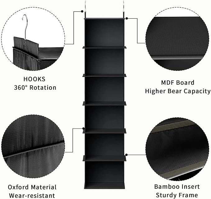 YOUDENOVA Hanging Closet Organizer, 6-Shelf Closet Hanging Storage Shelves - Image 6