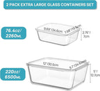 Vtopmart 220oz + 76.4oz Extra Large Glass Storage Containers Set, Meal Prep - Image 2