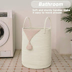 Large Woven Laundry Basket Hamper, 80L Cotton Rope Storage Bin - Image 5
