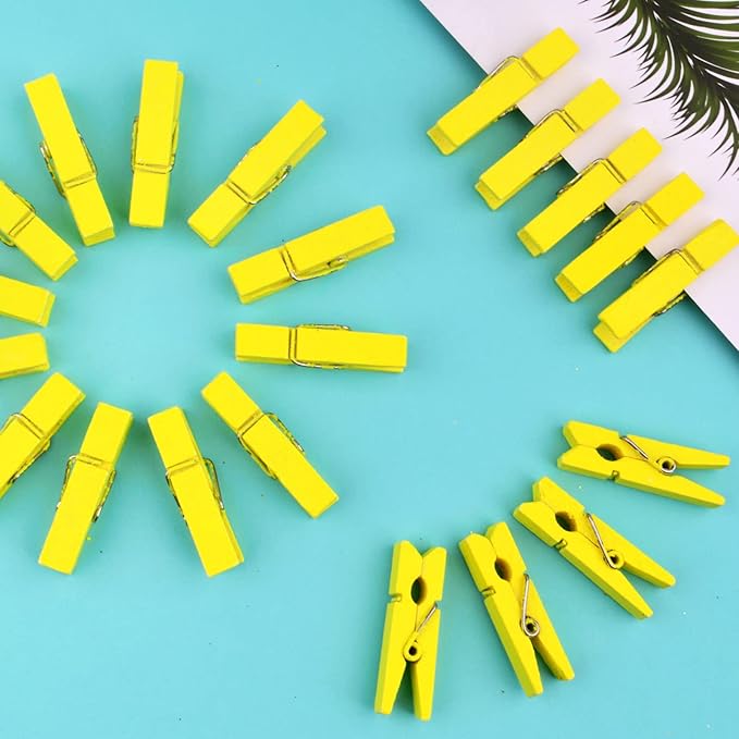 Jdesun 50pcs Photo Wood Clips Natural Wooden Mini Clothespins Paper Peg Pins - Image 7