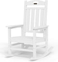 Oversized Outdoor Rocking Chair, High Back Patio Rocking Chair, HDPE All Weather Resistant Rocking Chairs for Patio,380lbs Weight Capacity, White by Suunyn