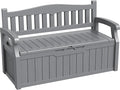 Greesum 80 Gallon Storage Bench Outdoor Deck Box with Armrest, Patio Furniture,Lockable, Waterproof and UV Resistant, Suitable for Garden, Pool, Grey by BuynowfromGreesum