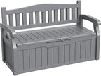 Greesum 80 Gallon Storage Bench Outdoor Deck Box with Armrest, Patio Furniture,Lockable, Waterproof and UV Resistant, Suitable for Garden, Pool, Grey by BuynowfromGreesum