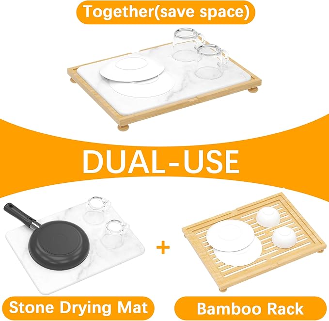 Golener Stone Drying Mat for Kitchen Counter, Dish Drying Pad - Image 7