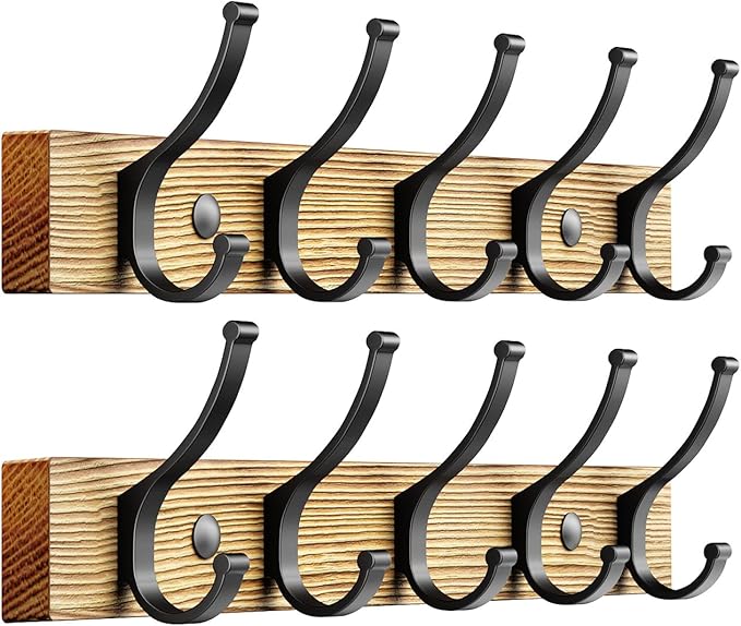 Coat Rack Wall Mount, 16.5 Inches Wood Coat Hooks Wall Mount, Wall Coat Rack by Optish