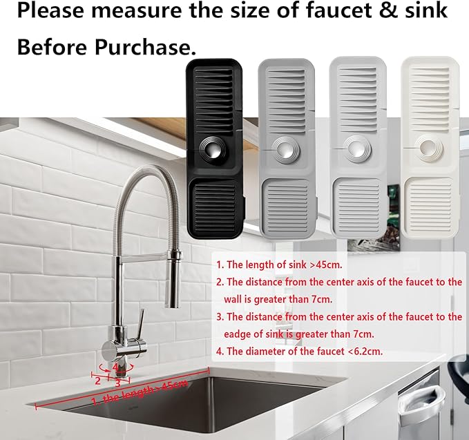 Kitchen Sink Splash Guard Silicone Faucet Handle Drip Catcher Tray Sink - Image 7