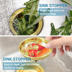 KONE Sink Drain Strainer Gold Sink Stopper and Strainer Stainless Steel Kitchen - Image 7
