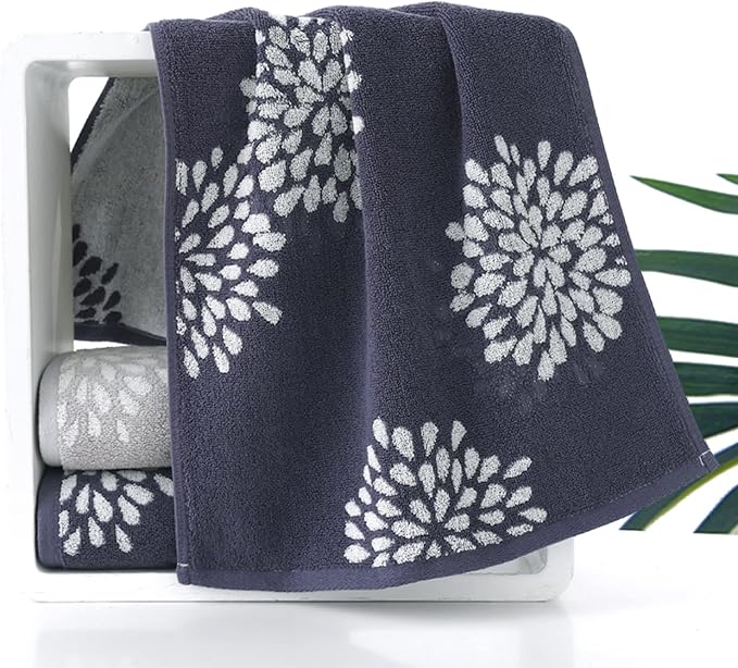 Pidada Hand Towels Set of 2 Hydrangea Floral Pattern 100% Cotton Absorbent Soft - Image 5