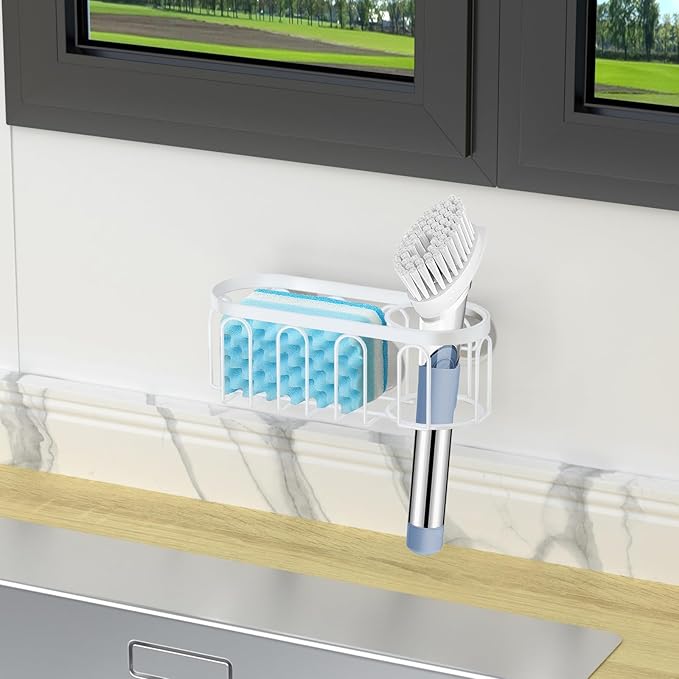 Yazoni 2-in-1 Sponge Holder for Kitchen Sink, Sink Caddy Kitchen Sink Organizer - Image 7