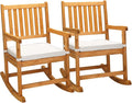 VINGLI Outdoor Rocking Chair, Weatherproof Rocker with Cushion, Wooden Rocking Bench Support 450 LBS for Patio, Yard, Garden, Outdoor or Indoors, Teak(2PCS) by VINGLI