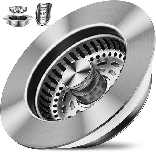 1S-Install Upgraded Kitchen Sink Strainer & Stopper – Pop-Up Fast Drain by Dimflue