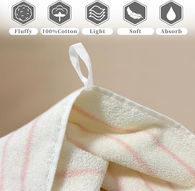VOOVA & MOVAS 2-Pack Pink Stripe Cotton Hand Towels - Image 4