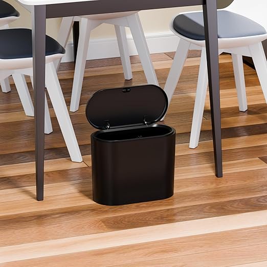 3.17 Gallon Thin Small Black Bathroom Trash Can - Image 9