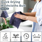 Newwiee 100 Pcs Washcloths Bulk Quick Drying Bathroom Wash Clothes 12 x 12 Inch - Image 3