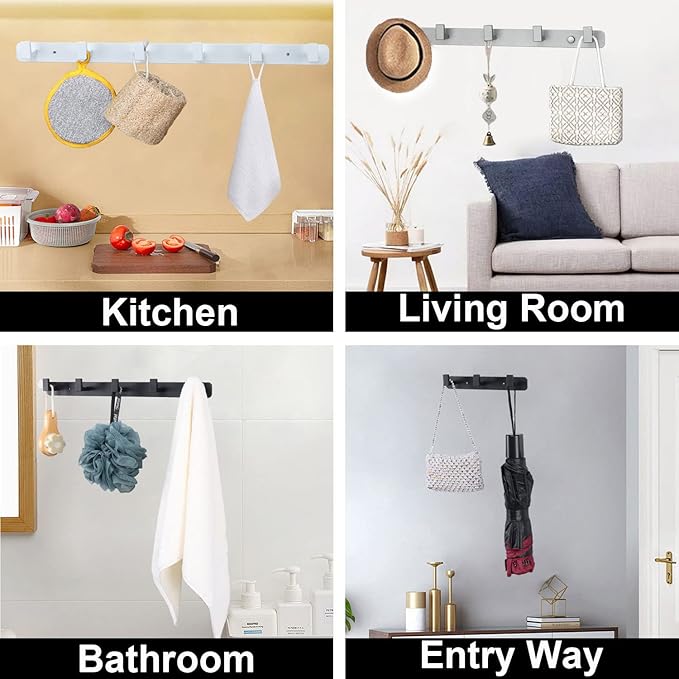 Coat Rack, Heavy Duty Stainless Steel 6 Tri Coat Hook Hanger, Wall Mounted - Image 5