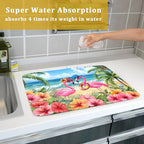 Summer Flamingos Dish Drying Mat 18x24 inch Tropical Beach Microfiber Washable - Image 7
